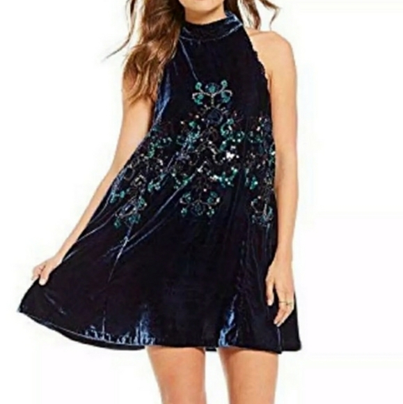 Free People Dresses & Skirts - Free People Velvet Sequined Swing Dress